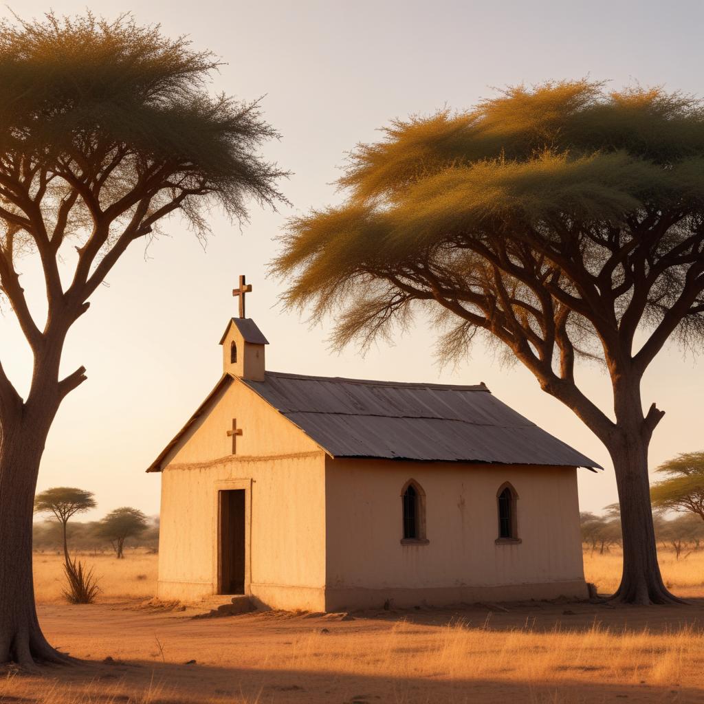 Small humble church on the African savanna plains